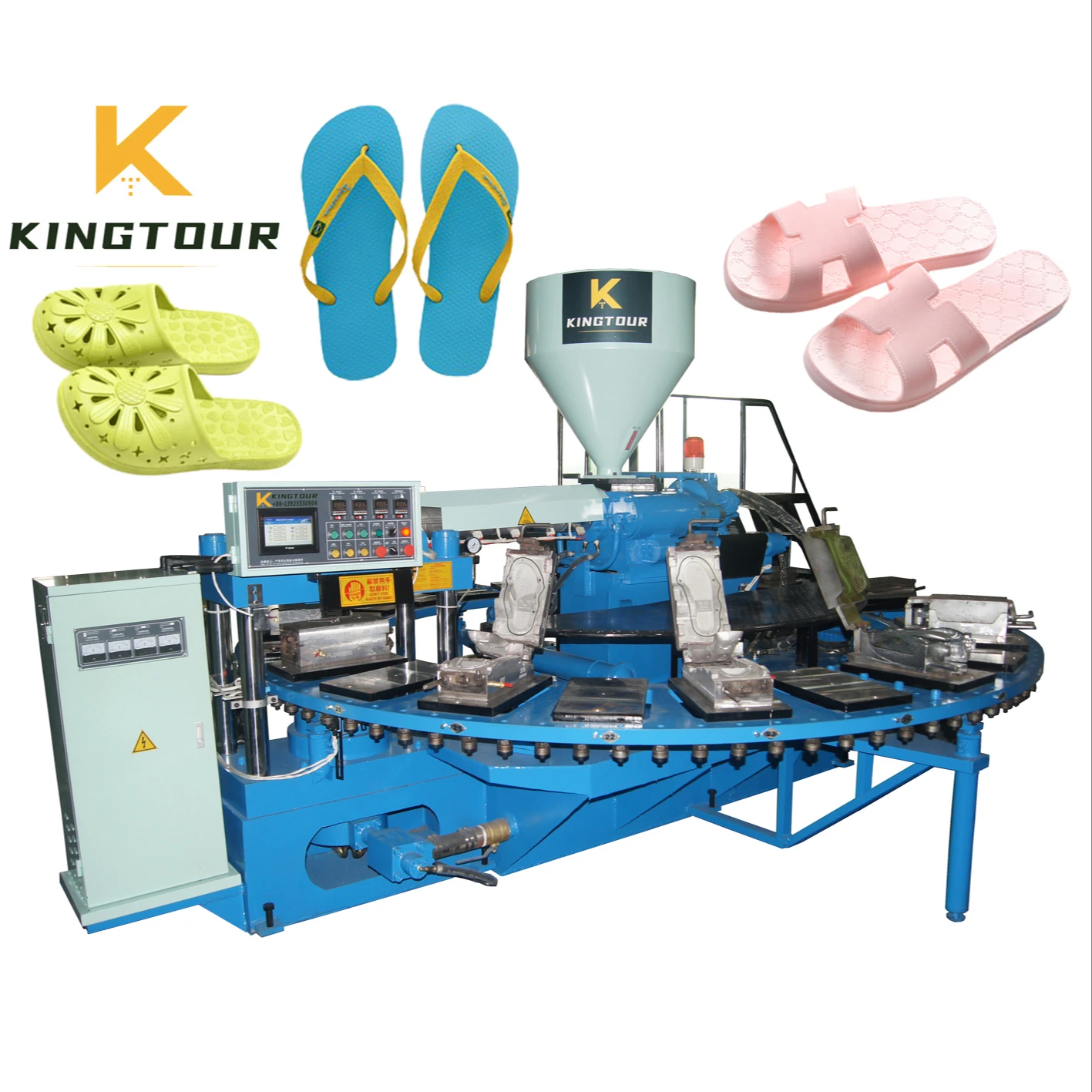 KT-618 Rotary 1 Color Injection Molding Machine for Making Plastic PVC Rubber Slipper Sandal Flip Flop and Shoe