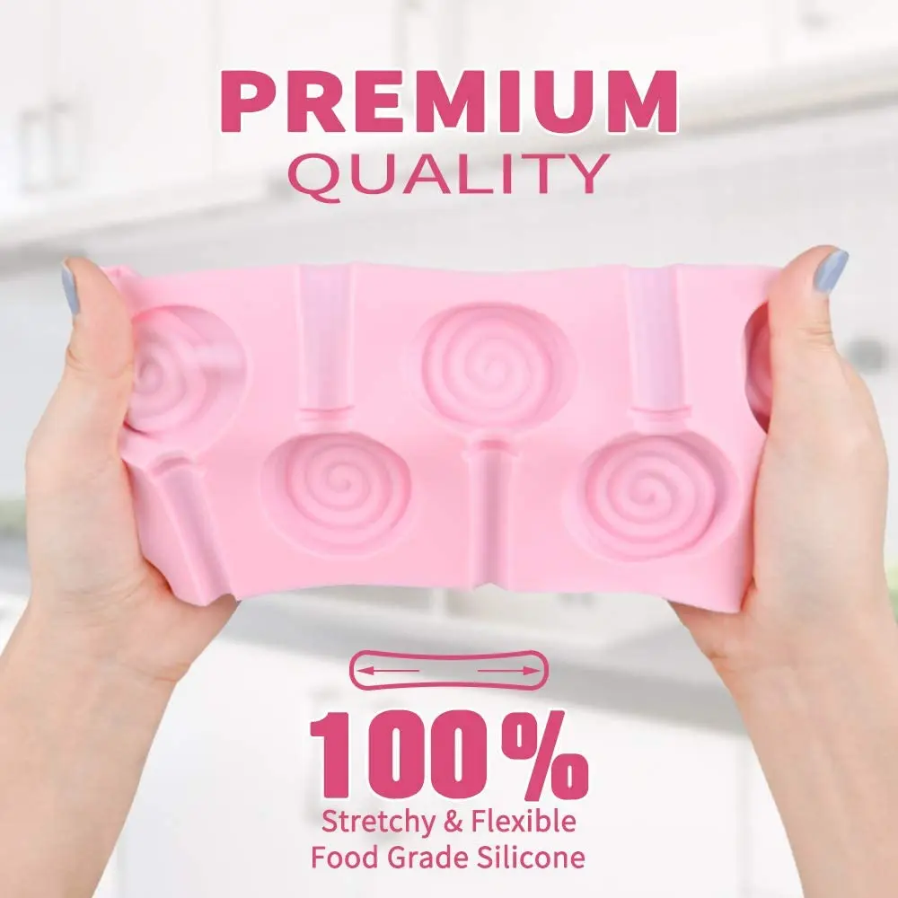 6 cavity spiral silicone hard candy molds round lollipop mold silicone