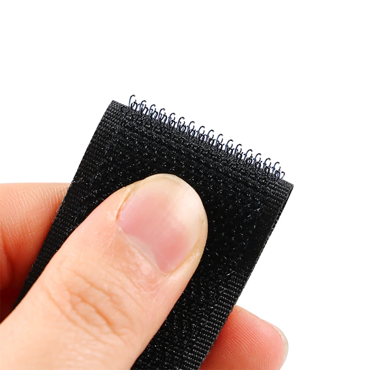 Factory Nylon Mixed Black Unnapped Elastic Hook And Loop Tape Roll With Low Price velcro hook and loop fasteners
