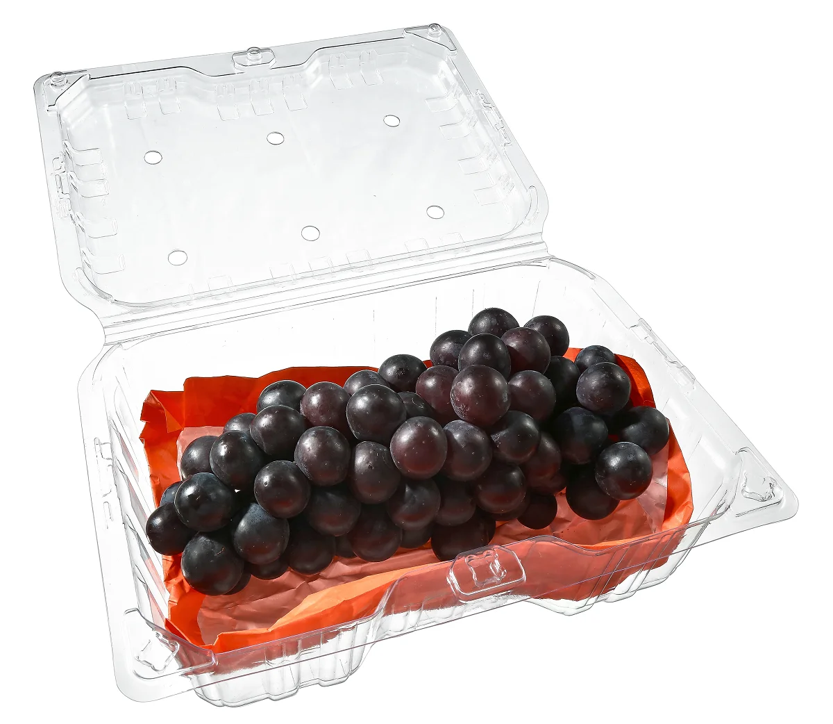 Disposable PET Transparent Clamshell Grape Fruit Packaging Boxes Clear Fruit Plastic Blister fruit hinged container