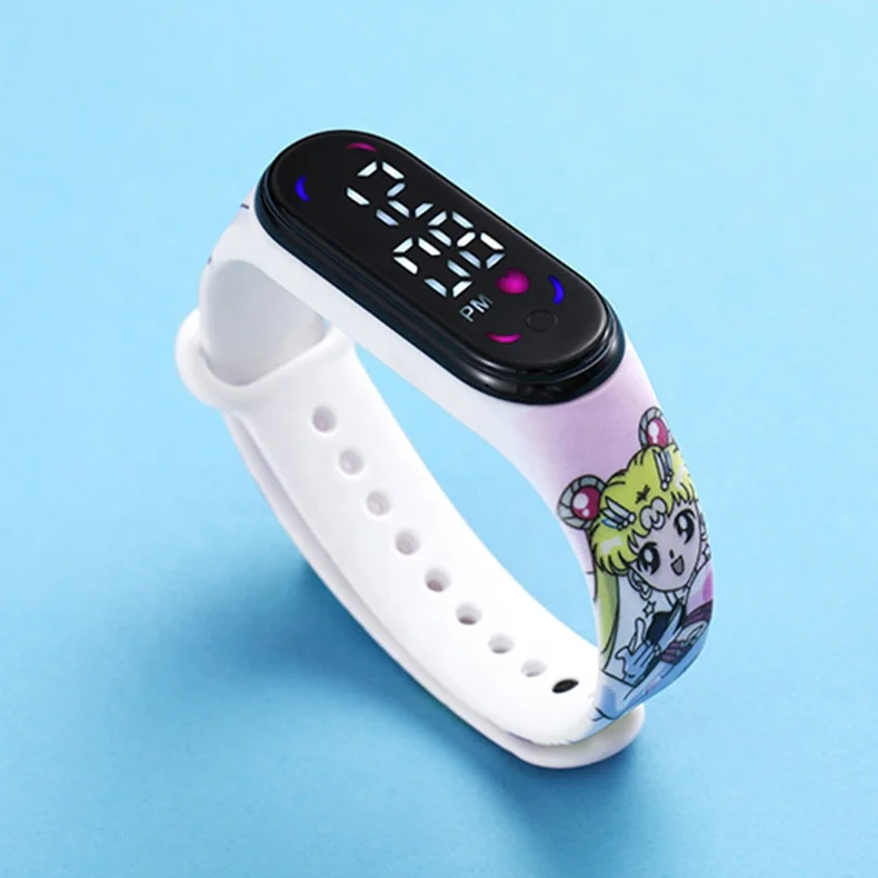 Оптовая продажа Лидер продаж водостойкие детские электронные часы mi band полностью печатный мультяшный браслет сенсорные СВЕТОДИОДНЫЕ цифровые