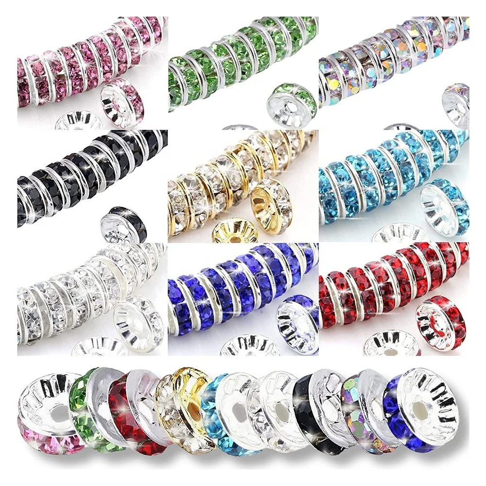 6/8/10/12 мм свободные бусины с большим отверстием белые хрустальные стеклянные для изготовления браслетов «DIY»