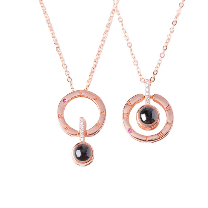 100 Languages I Love You Projection Jewelry Pendant Necklace For Couple Love Memory Projection trendy Necklace