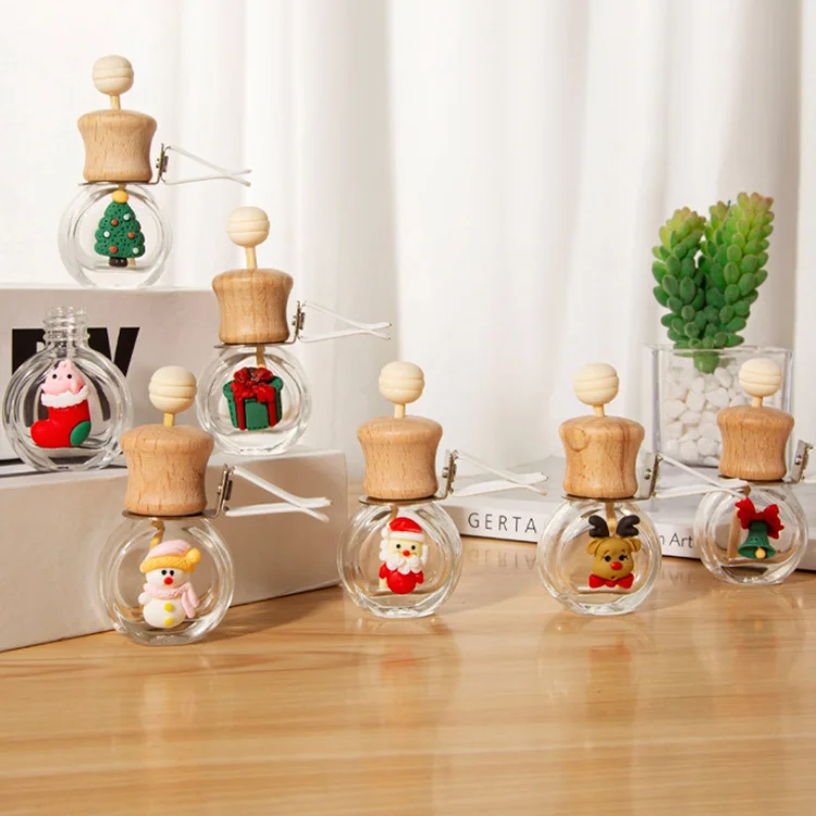 10ml small MOQ air freshener  perfume essential oil bottles Christmas empty glass reed car diffuser bottle with clip
