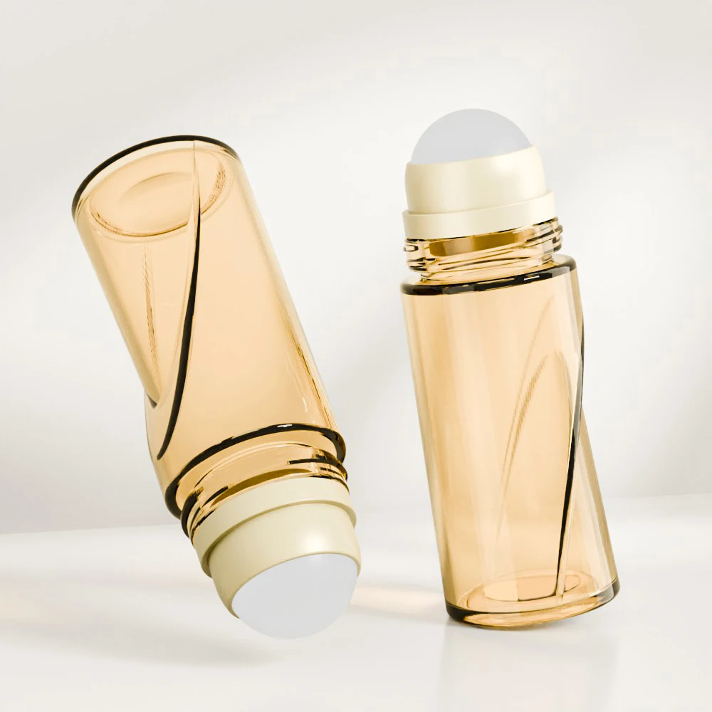 SOMEWANG glass perfume packaging cylinder 50ml empty refillable cosmetic glass roll on bottle