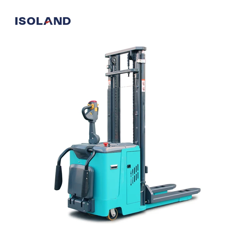 Isoland 1500kg DC Motor Power Full Electrical Reach Forklift Lift Standing Pallet Stacker