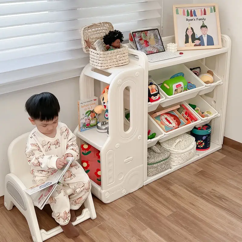 Household Floor Reading Picture Book Shelf Toy Storage Removable Bookcase Car Storage Box Plastic Kids Bookshelf Oyuncak Dolab