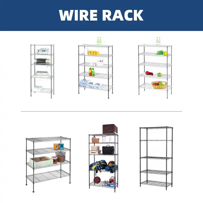 Adjustable Wire Shelving Rack Metal Kitchen Shelf Multilayer Metal Commercial Stainless Steel Kitchen Accessories Carton Silver