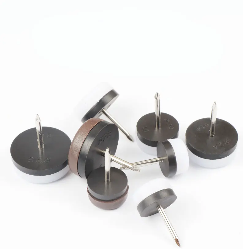 Professional Popular Sofa Foot Nail Round Double-Layer Plastic Floor Protectors Glide Nail For Furniture