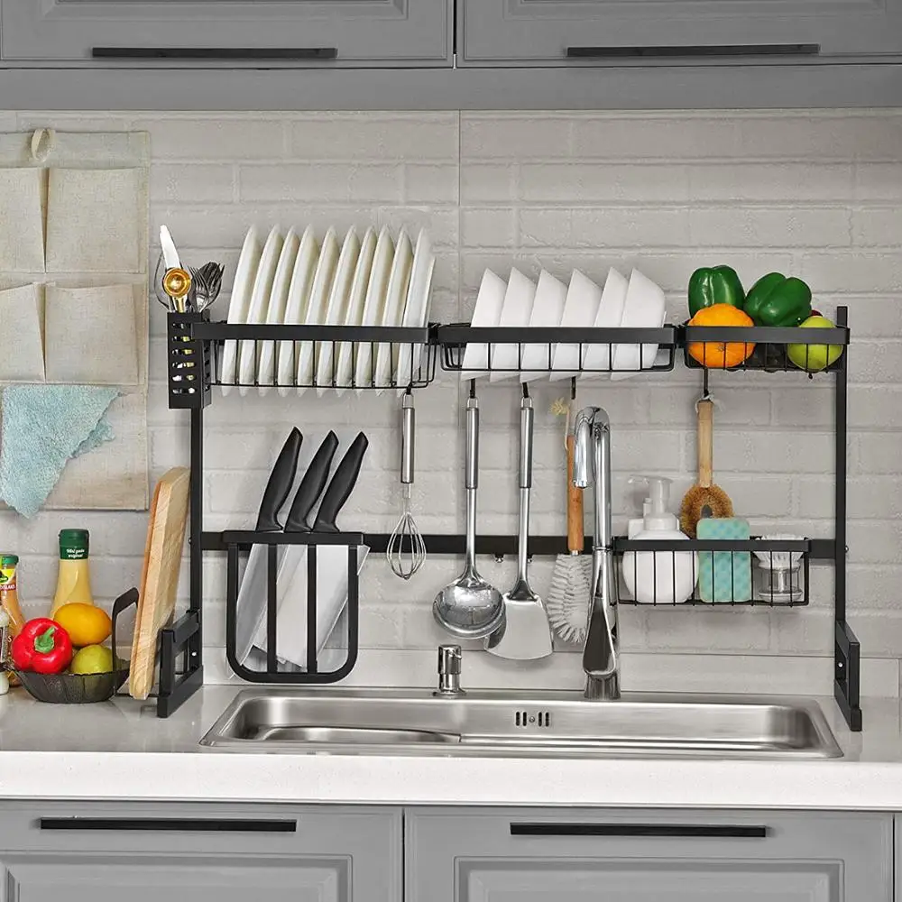 Трендовые товары для дома стойка из нержавеющей стали ванной комнаты органайзер кухонной утвари металлическая полка хранения над раковиной