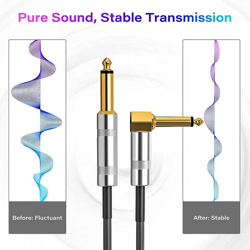 Xput 6.35MM Audio Spiral Coil Spring Guitar Right Angled Jack To Jack Coiled Cable 1M 2M 3M 5M 10M 15M 20M 30M