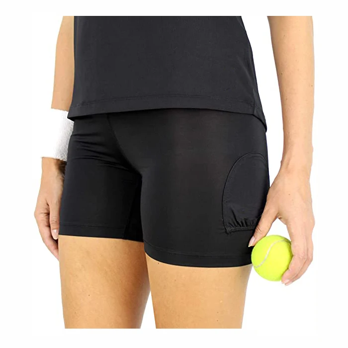 Custom Logo printing Womens Tennis Skirt Under Shorts with Ball Pockets Elasticated Waistband Netball Shorts