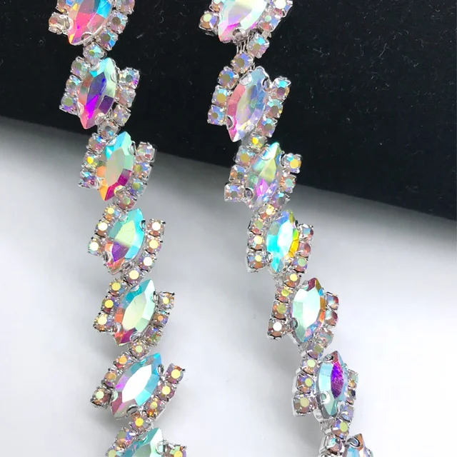 CH012 wholesale colorful rhinestone trim chain crystal rhinestone cup chain trim accessories