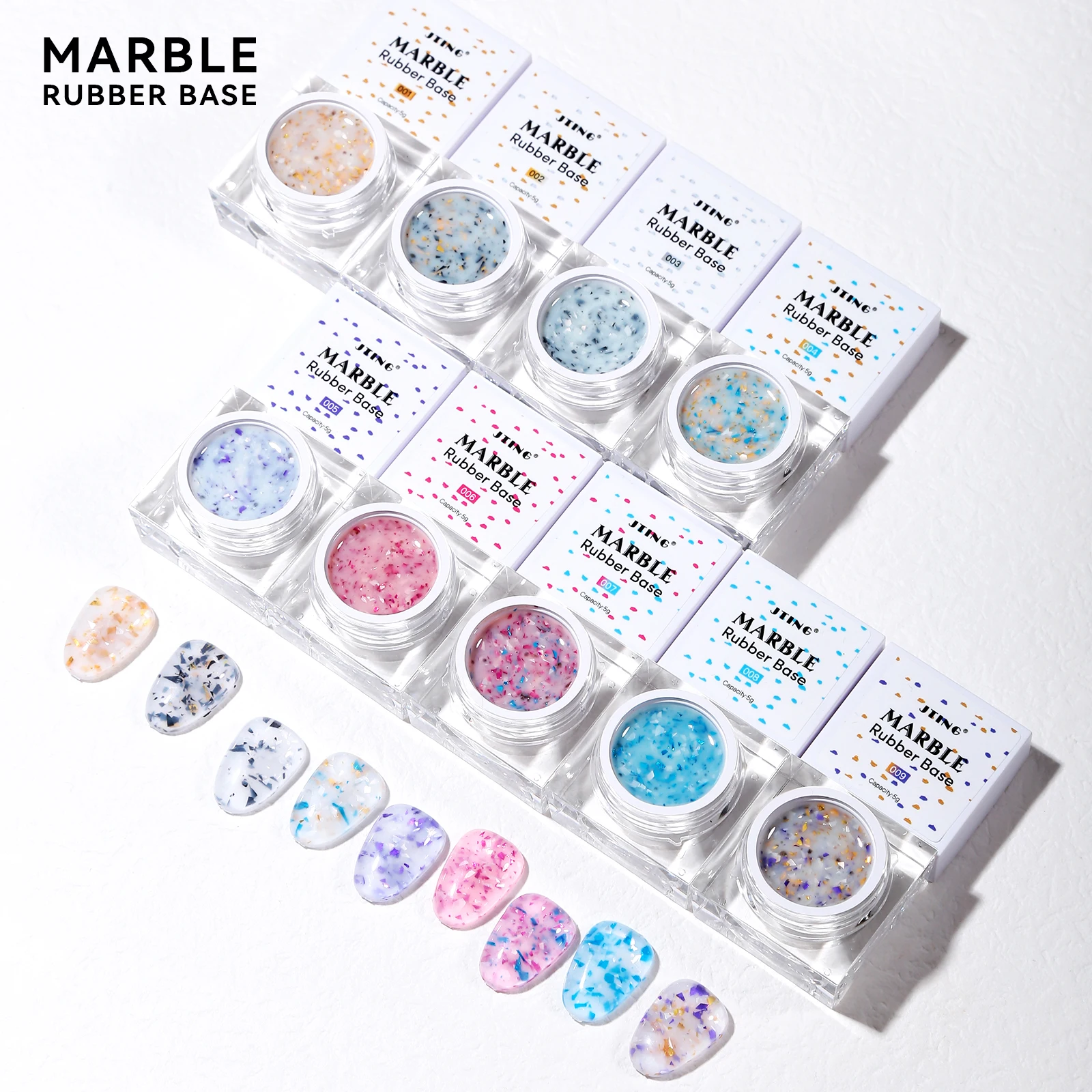 JTING new popular 9colors high pigment shiny rubber base foil flake gel polish OEM custom 5g jars glitter flakes rubber gel