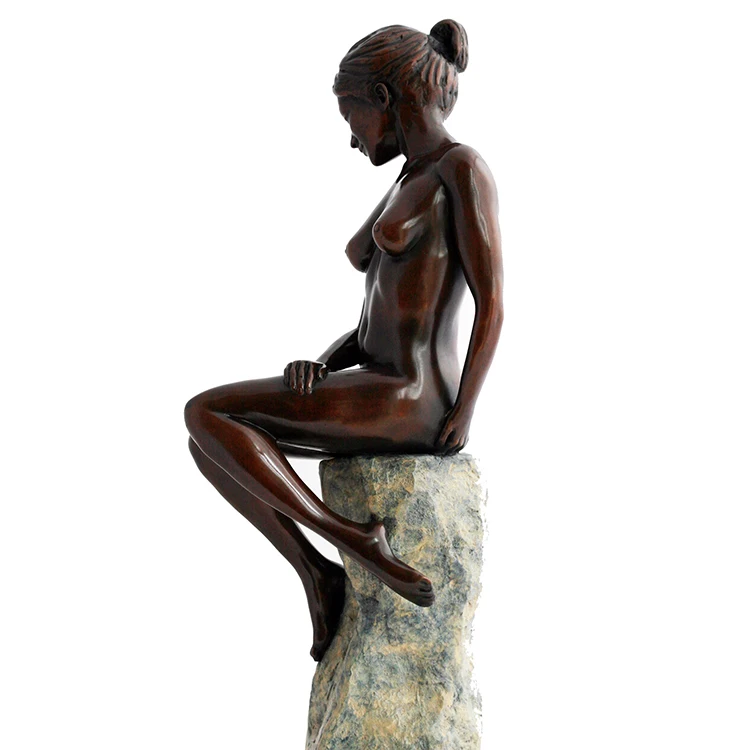 Modern garden decoration carved polished casting  bronze beautiful sexy woman sculpture
