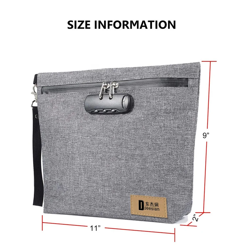 Waterproof sealing zipper combination lock smell proof bag carbon lining handbag odor proof bag