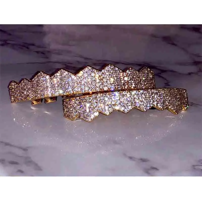 14K gold hip hop grillz custom moissanite teeth grillz