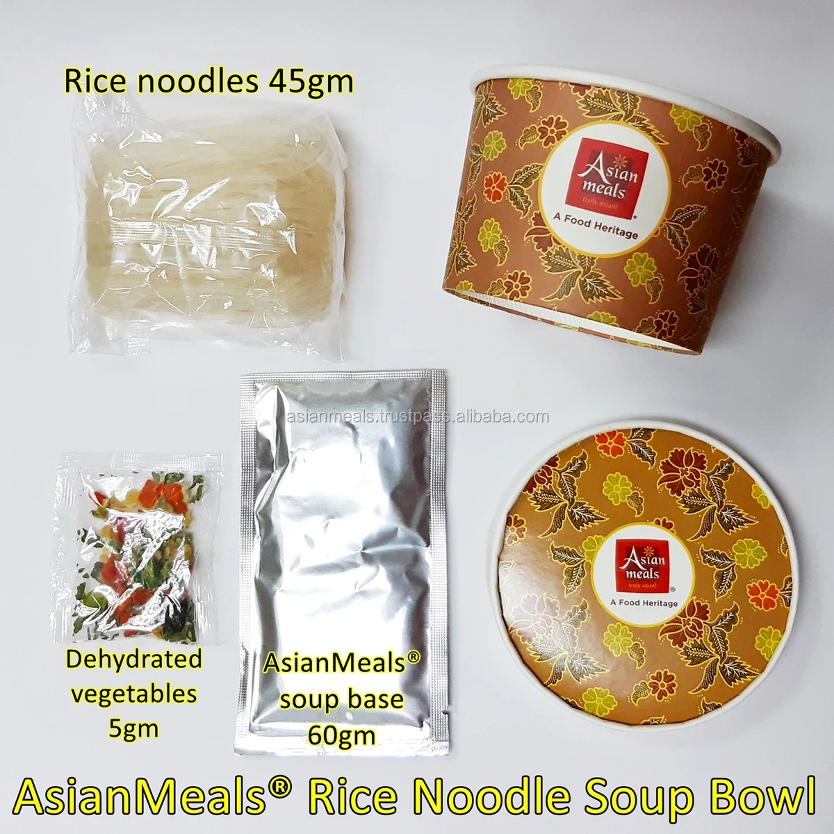 Premium Quality Garlic Sesame Aroma Instant Rice Noodles Soup Fast Cooking Noodle Soup Bowl Malaysia Food