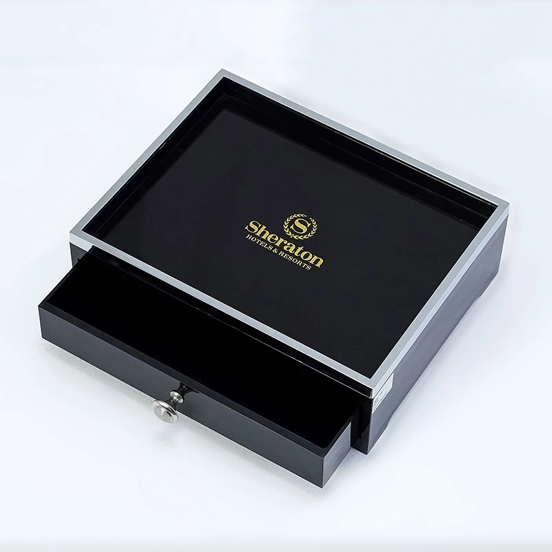Factory Luxury 5 star hotel Latest Designed Bathroom Black Tray Hotel Leather Serving Tray