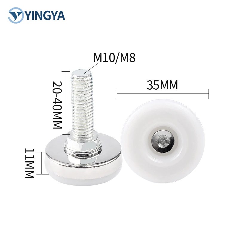 35mm Plastic Furniture Legs with M8 x 25mm Thread Screw Adjustable Glide Leveling Foot