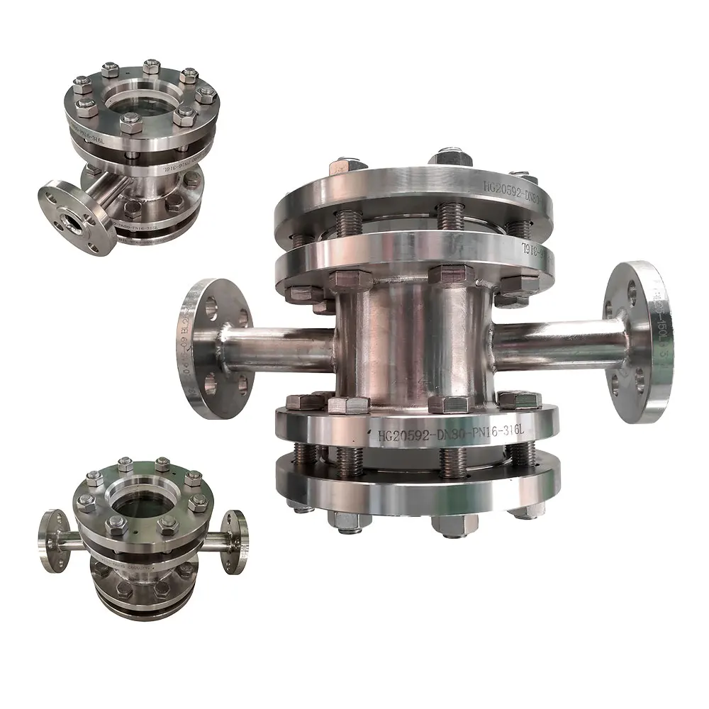Stainless Steel  CS   Double Window  4-WAY SIGHT GLASS /Four way flow sight glass valve flow indicator