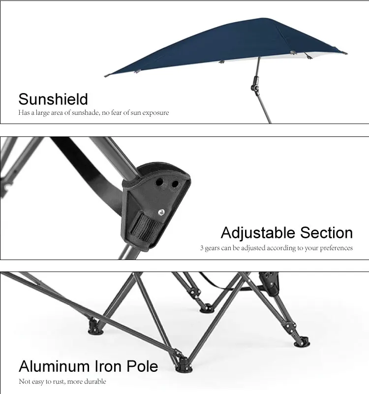 Adjustable Folding Zero Gravity, Footrest Storage Pocket Beach Recliners Outdoor Cushions Camping Chairs With Sunshade Canopy/