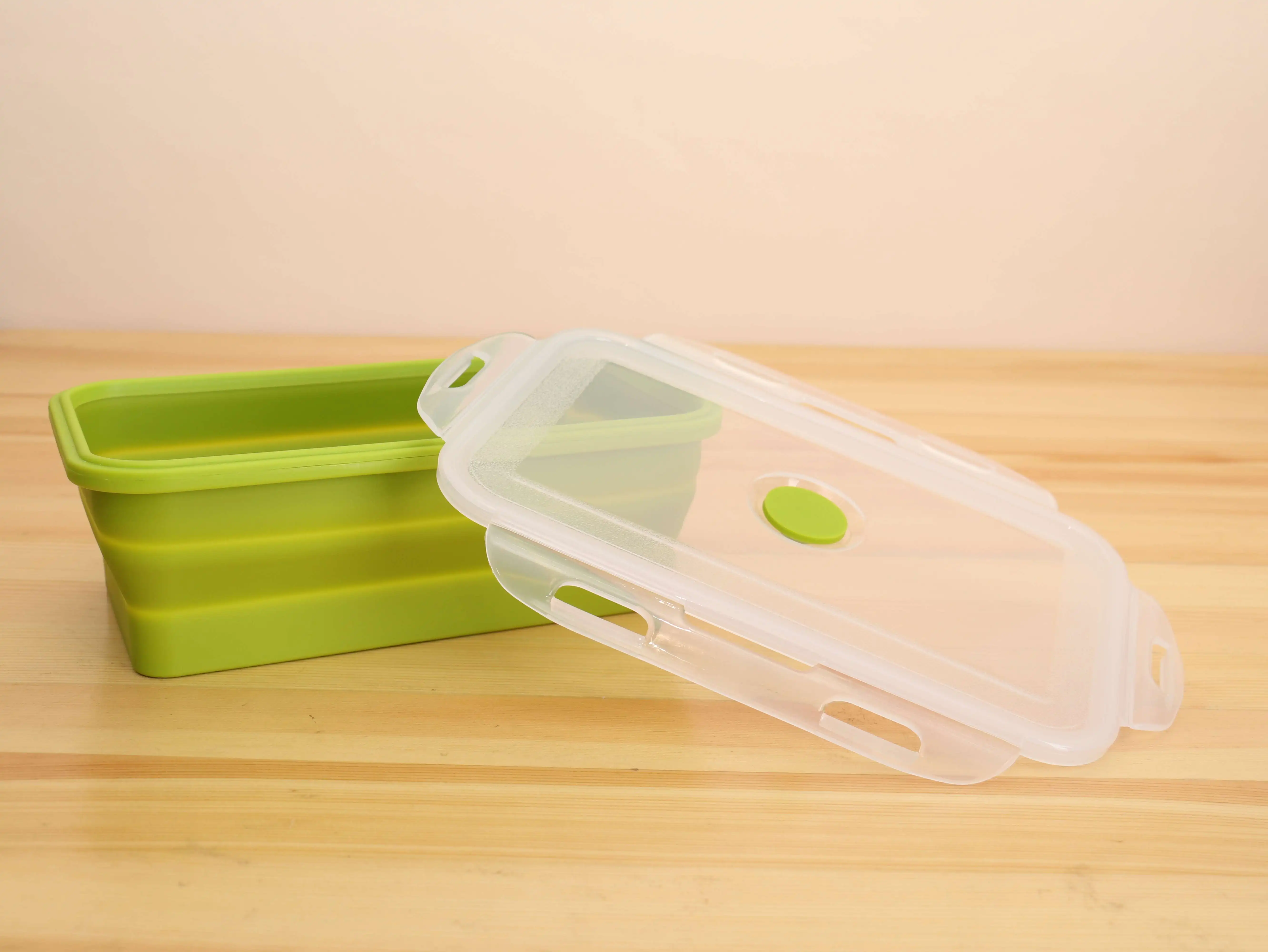 800ML100% Food Grade Silicone Microwavable Lunchbox Foldable Silicone Bowl Collapsible Food storage Bento Container