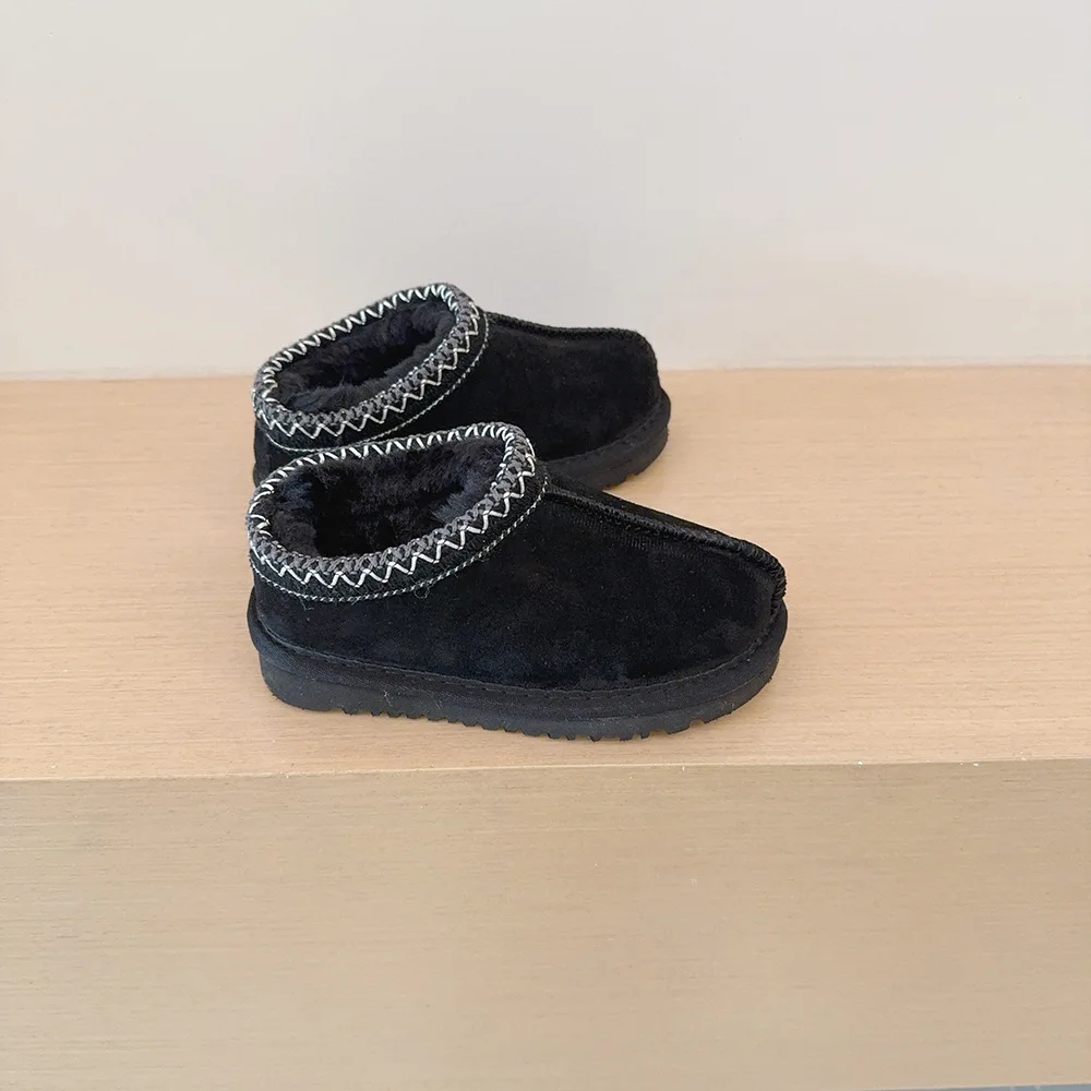 Winter Warm Thick Short Top Snow Boots for Boys Girls One-Step Stepping with Slip-On Closure Thermal Anti-Slippery Features