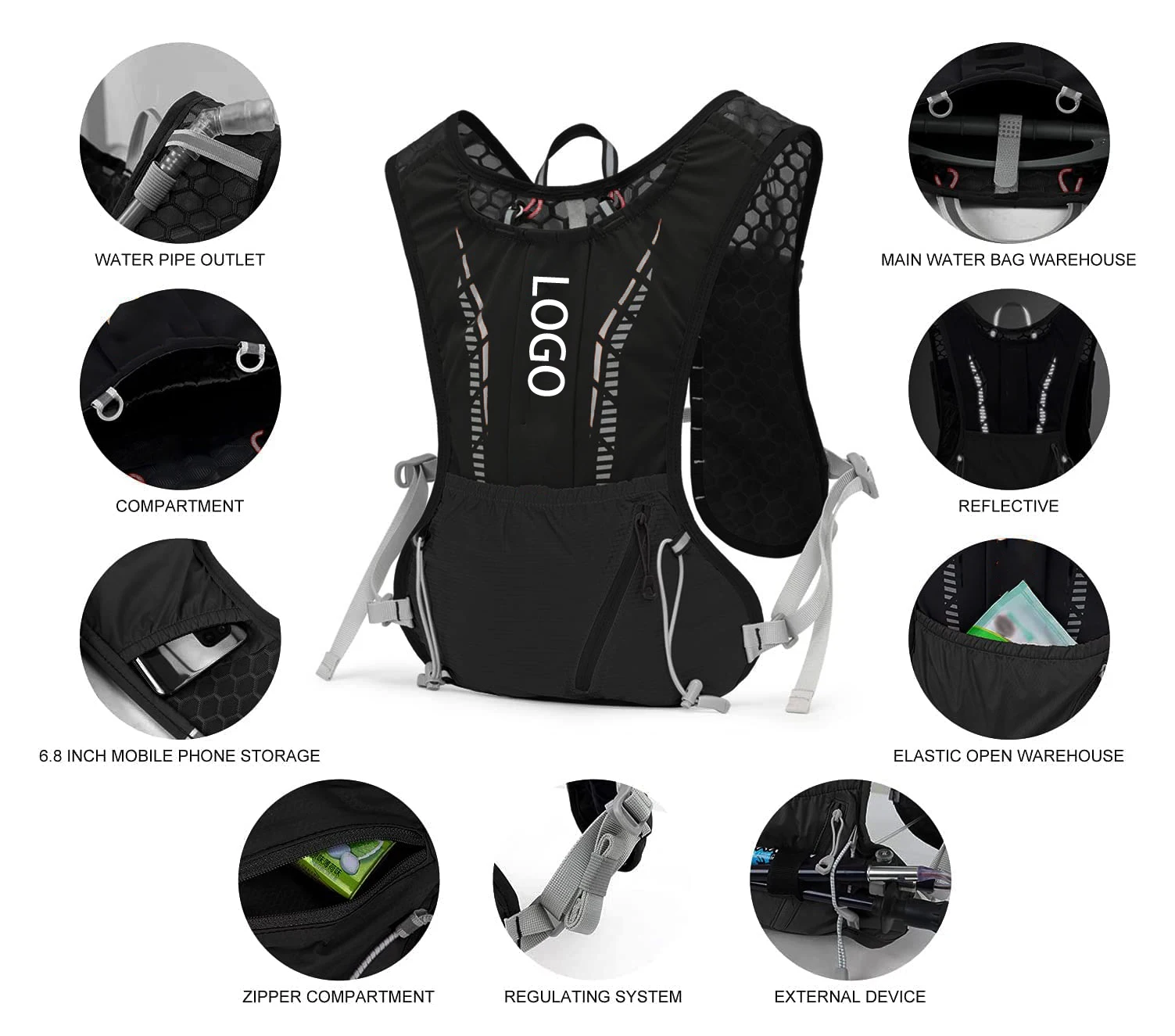 Sports Hydration Vest Backpack Lightweight Men and Women Running Vest Bag Bladder Bag Hiking Trail Running Bike Marathon