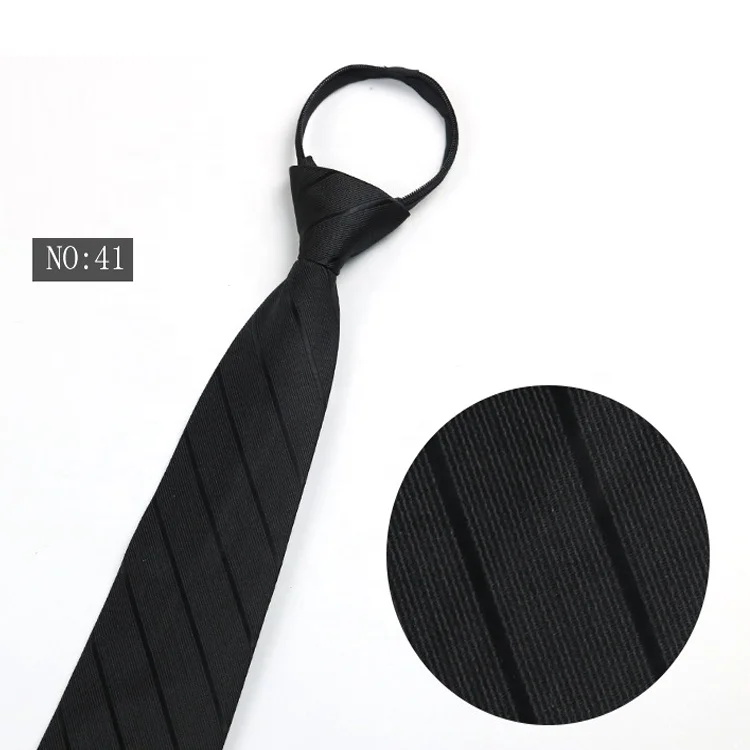 Factory direct black zipper tie black tie with zip 100% polyester