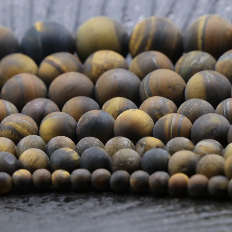 Wholesale 4 6 8 10 12mm  natural Tiger Eye beads DIY jewelry making accessories material Frosted Tiger Eye stone loose beads