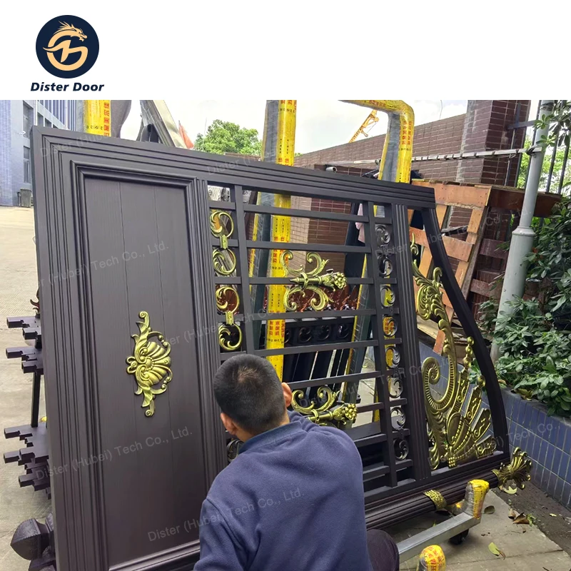 New European Style Aluminum Art Gate Courtyard Design of Main Villa House Entrance Steel Grill Sliding Gates Designs for Homes