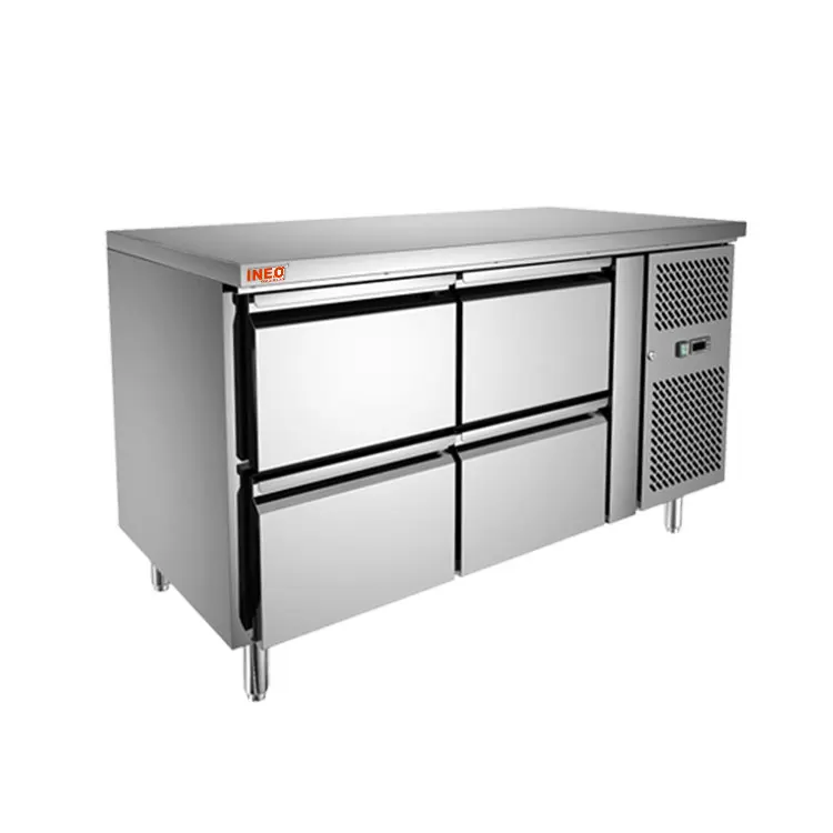 260L Horizontal Stainless Steel 4 Drawers 1 Door Fancooling Counter Chiller Convenience Store Refrigerators