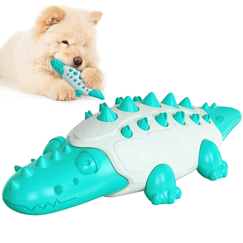
2021 new product Armor crocodile dog chew cleaning teeth leaking food Soft elastomers combined with hard nylon for dog 