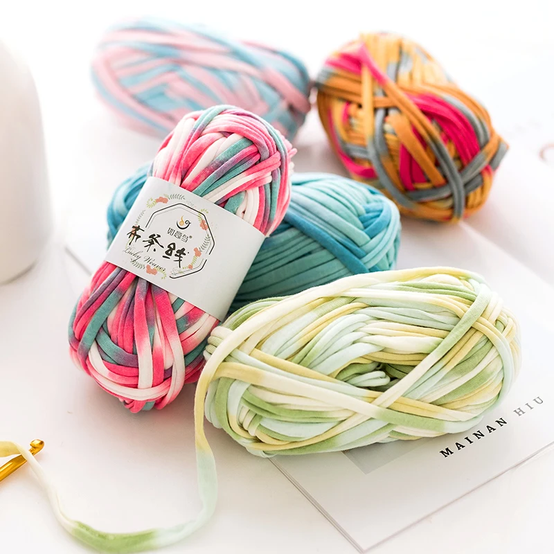 
Yarncrafts DIY T-Shirt Yarn Zpagetti Yarn Crochet Cloth Yarn handicraft home decor 
