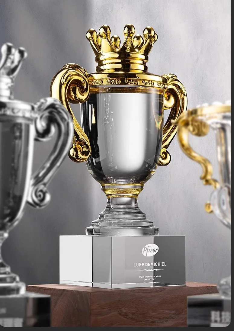 Honor of crystal K9 Crystal Gold Crown Metal Resin Award League Champion Crafts Trophy