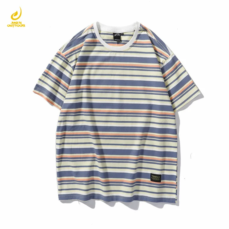Тяжелая повседневная одежда из хлопка и спандекса, полосатая футболка в полоску, полосатые футболки для женщин