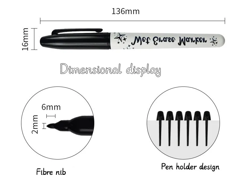 Water-soluble marker 1MM water-based erasable film pen Plastic plate pen