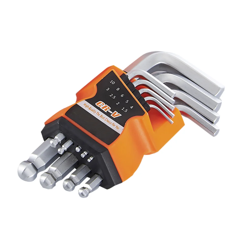 1.5mm 2mm 2.5mm 3mm 4mm 5mm 6mm 8mm 10mm 9Pcs Hexagonal Spanner Car Repair Tools Metric Allen Wrench Ball Head Hex Key Set