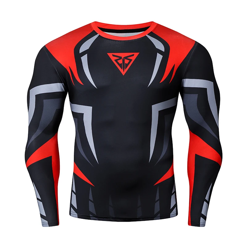 
Hot Sale Sports Compression Shirt Men Bodybuilding Long Sleeve Workout T-Shirt Exercise 3D Fitness Tights Tops 