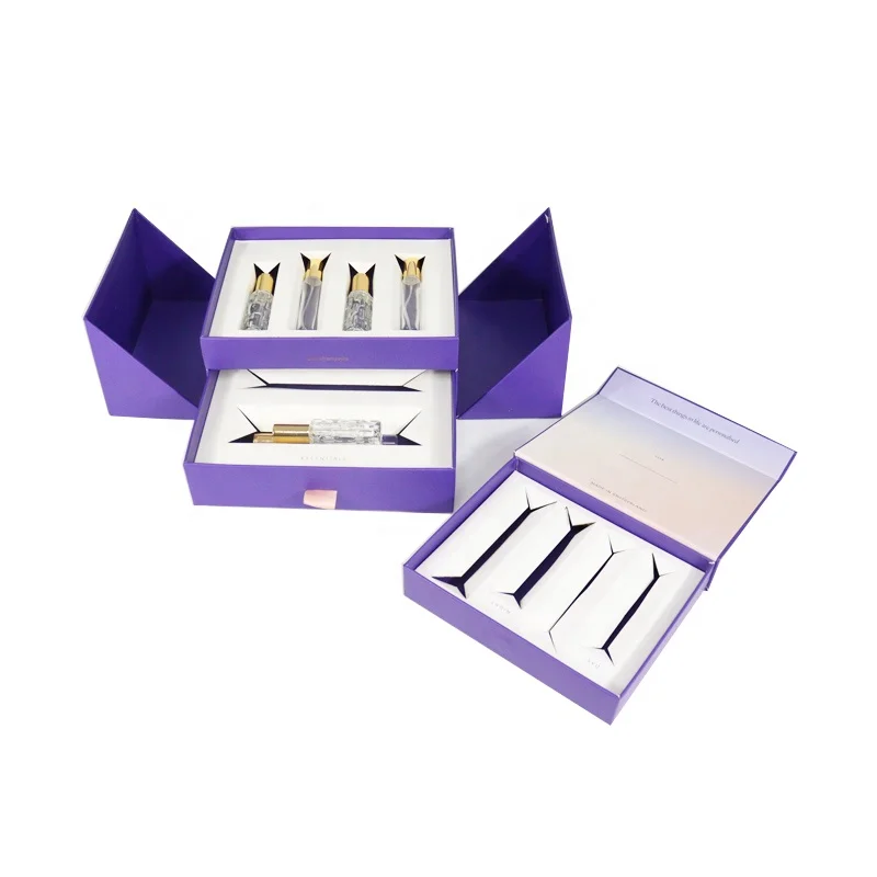 Deluxe Holographic Paper Cardboard Make Up Makeup Brushes Set Gift Boxes With Paper Card Magnetic Beauty Powder Brush Packaging