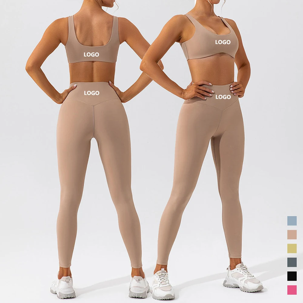OEM Solid Color Athletics Activewear Sexy Yoga Sets Shock proof Sports Bra Yoga Legging Suit Workout Women Yoga Gym Fitness Sets