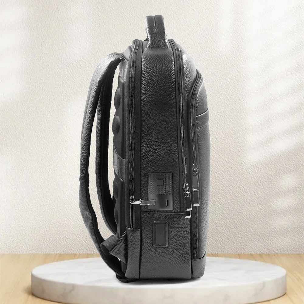 Embedded Lock With Zipper Anti Theft Zinc Alloy Hardware Fingerprint Lock Backpack Men Bag