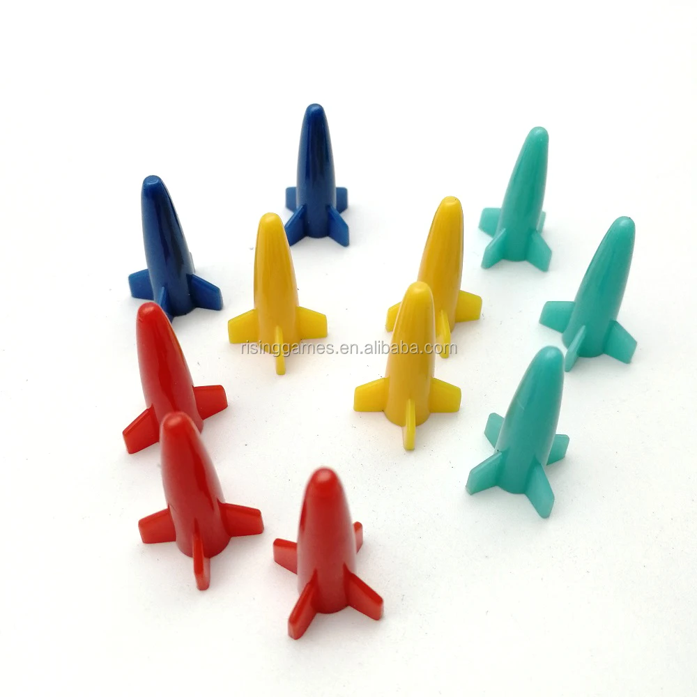High Quality Custom Printing Plastic Toys Rocket Shape Pawn Pieces Board Game Accessories