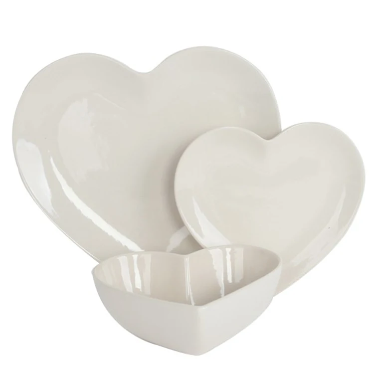 Home.Restaurant.Bar.Hotel.Wedding China dinner tableware solid stoneware heart shape 18pcs ceramic dinnerware set