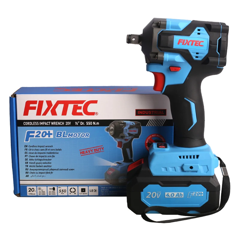 FIXTEC Heavy Duty Electric Power Wrenches 1/2 inch 280/400/550 Nm Portable Lithium Battery Cordless Brushless Impact Wrench