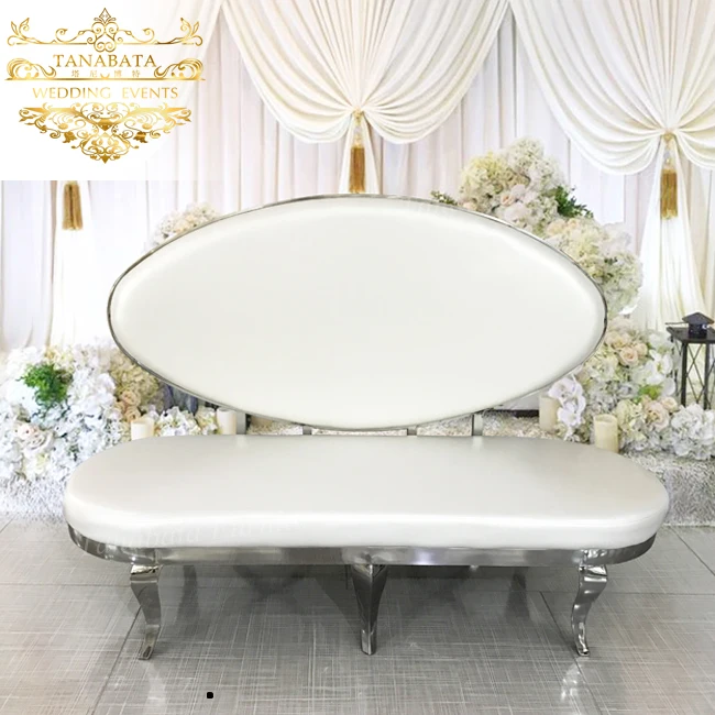 
Bride and groom used stainless steel frame pu leather royal wedding sofa 