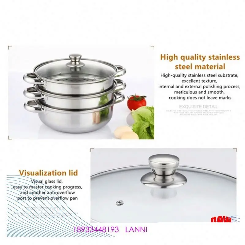 New product Chinese style stainless steel food steamer Chinese style double pot cooking