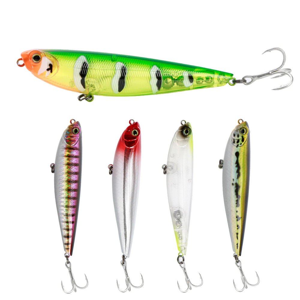 JOHNCOO Artificial Fish Plastic Fishing Bait 100mm 14g Hard Bait TopWater Pencil Baits Wobbler Fishing Pencil Lures