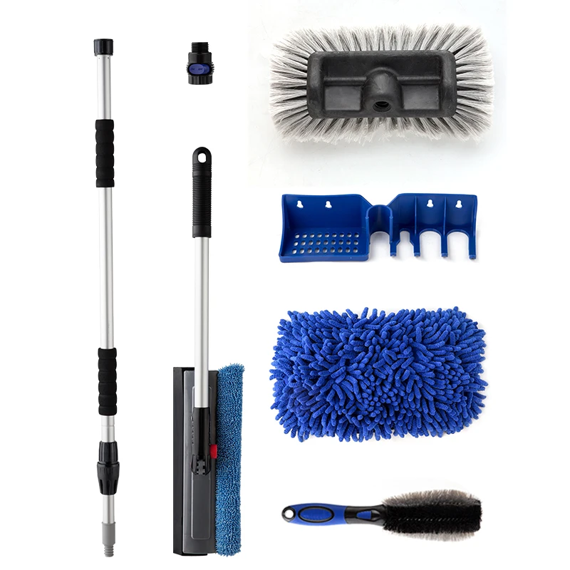 Boomjoy Microfiber Cleaning Cloth Wash Mitt Duster Squeegee Tire Brush Car Detailing Cleaning Kit